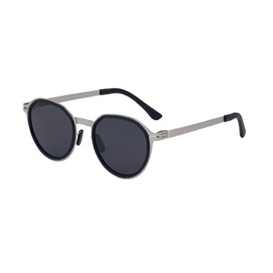 Gafas de Sol Polarizadas para Hombre, Montura Redonda, UV400, Antideslumbrantes, Lentes de PC, Montura de Metal Negro y Plástico, Tipo 3, My-98323 - Product Image 4