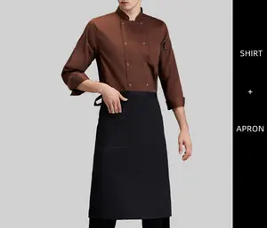 Cucina personalizzata Hotel Bar personale Unisex manica lunga cameriere ristorante uniforme top camicia e grembiule