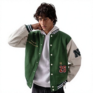 Veste bomber universitaire vintage en toile avec logo brodé personnalisé, manches brodées, à capuche, hiver, unisexe - Product Image 1