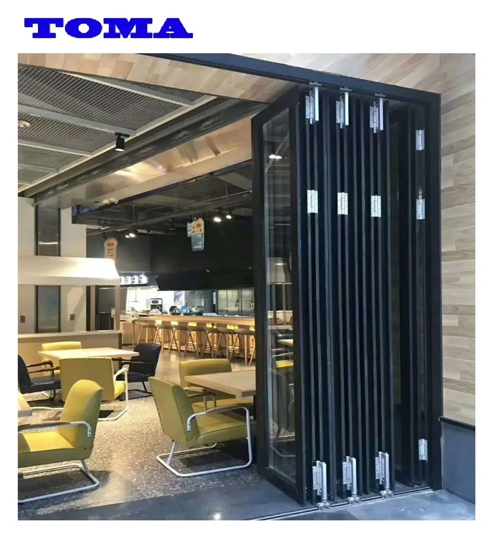 AS2047 Toma Nieuwe Moderne Hotel Restaurant Aluminium Dubbele Geglazuurd Bifold Sliding Accordeon Vouwen Deur