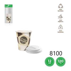 Gobelet en papier alimentaire à paroi simple 120cc Voos, jetable, impression offset, pour boissons chaudes - Product Image 1