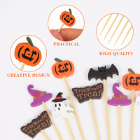 Piques alimentaires jetables pour fête d'Halloween, brochettes en bambou de haute qualité, citrouille, fantôme, chapeau de sorcière, pour apéritifs, burgers, gâteaux, Nouvel An chinois