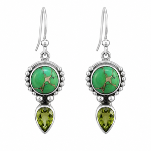 Orecchini Pendenti Vintage Verde-Blu per Donna, Gioielli Eleganti e alla Moda - Product Image 1