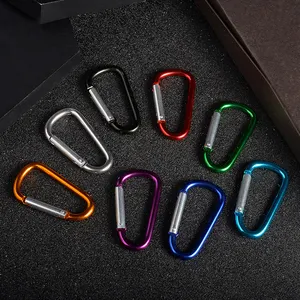 Custom Logo Color Mini Bag Locking Swivel Climbing Snap Hook Carabiner Clipsshaped Small Keychain Aluminum Metal Carabiner