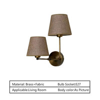 Applique murale LED moderne à double paroi avec abat-jour en tissu, en laiton, éclairage de luxe pour salon