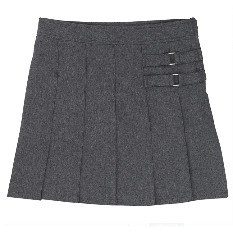 British Style Professional Girls Two-Tab Pleated Skirt School Uniforms Pleated Bright Buckle School Girls Black Skirt