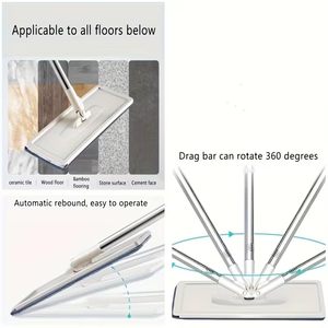 Juego de Mopa y Cubeta Autolimpiante de Piso Plano, Manos Libres, para Limpieza Profesional del Hogar, con Almohadillas de Microfibra Lavables para Cabello - Product Image 2