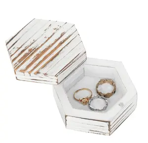 Caixa de madeira com anel, elegante original, pequena esculpir, de madeira, organizador para exibição de joias, porca de pinho