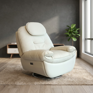 Sillón Reclinable de Cuero Sintético Naranja, Sillón Individual con Reposabrazos, Sillón Giratorio para Sala de Estar u Hotel - Product Image 3
