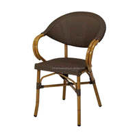Vente chaude PE Osier Rotin Restaurant Aluminium Antique Français Bistro Chaise De Café En Plein Air