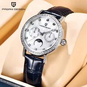 นาฬิกาควอตซ์ผู้หญิง Pagani Design รุ่น PD-1789 สายเพชร แสดงข้างขึ้นข้างแรม วันที่ สัปดาห์ กันน้ำ 100 เมตร - Product Image 1