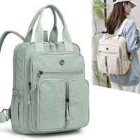 Tas Komputer Wanita Kapasitas Besar Multifungsi Sederhana Serbaguna Ringan Tahan Air dengan Ritsleting Tas Ransel Putih Gou