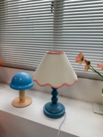 Lampe de chevet vintage à abat-jour rond en tissu, style danois moderne, avec perles pastel, LED blanc chaud, en métal, pour une lecture confortable