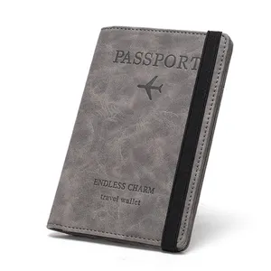 定制印刷库存聚氨酯皮革旅行证件护照封面支架，射频识别阻挡皮革护照封面