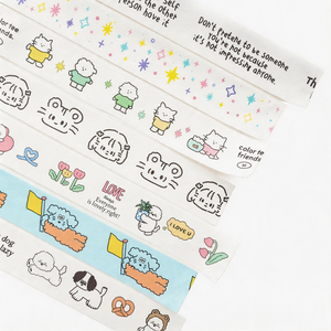 2026 Viral Love <span class=keywords><strong>Yourself</strong></span> Esthétique Étanche Acrylique Washi Tape Guérison Citation & Mignon Bichon Chien Masquage Ruban pour la Journalisation - Product Image 5