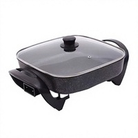 Grille électrique carrée 1201 1500W 110V 220V avec contrôle par bouton, corps en alliage d'aluminium, couvercle en verre trempé, normes US EU UK