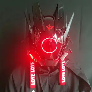 CyberPunk Mask M-Clasp Night City LED Festival White Armoured Cosplay Stage Property SCI-FI Halloween Party Gifts For Adults