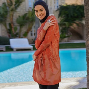 Costumi da bagno musulmani all'ingrosso della fabbrica arancione 2024 a maniche lunghe sportivi con montaggio islamico reggiseno costumi da bagno musulmani - Product Image 1
