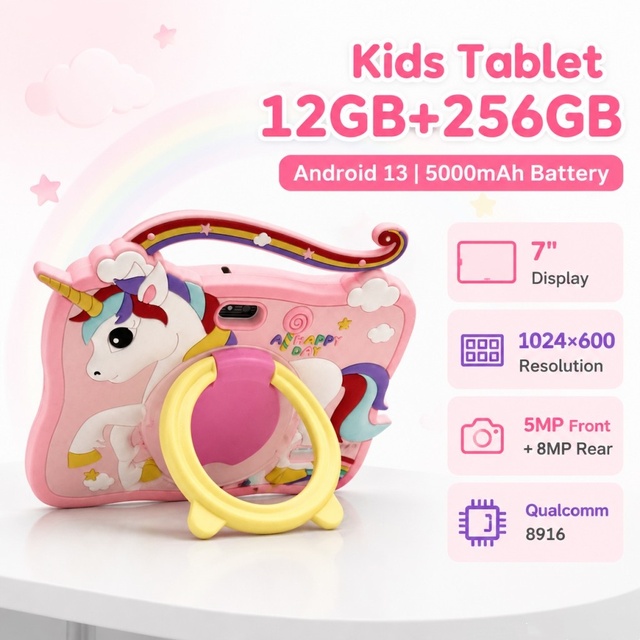 7 Inch Android 13 Kids Tablet MSM8916 5G WIFI 12GB 256GB 5+8MP Camera 5000mAh Battery Educational Children Tablet PC Wholesale