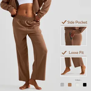Pantalon de jogging ample pour femmes, vêtement de rue personnalisé avec Logo et poche latérale, coupe ample, jambes larges, haute qualité