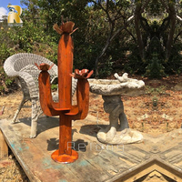 Statue d'art du désert d'extérieur de grande taille Sculpture de cactus en acier corten de jardin
