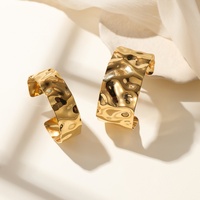 Bracelet jonc large concave convexe de style INS en acier inoxydable pour femmes, plaqué or 18 carats, bracelet jonc tendance, ensembles de bracelets jonc personnalisés