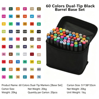 Stylos à eau pour enfants personnalisés, corps noir, pour dessin, gribouillage, coloriage, papeterie scolaire, marqueurs à double pointe