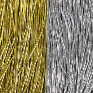Cordón Elástico Dorado y Plateado <span class=keywords><strong>de</strong></span> 3.0mm al por Mayor, 100% Nailon para Bolsas, Prendas, Zapatos, Etiquetas Colgantes - Product Image 6