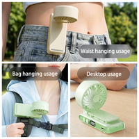 Ventilateur portable miniature rechargeable de 3000 mAh, turbo, à main, extérieur, en plastique, pliable, à clip, fonctionnant sur batterie