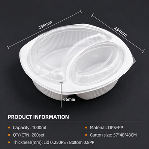 <b>Microwave</b> Safe 3 Compartment PP Takeaway Food Container with OPS <b>Lid</b> - Product Image 2