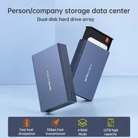 Acasis 2,5 "Tipo C Dual Bay RAID Enclosure Storage Array Case HDD Case Hard Drive Enclosure SSD Case Disk Array Enclosure