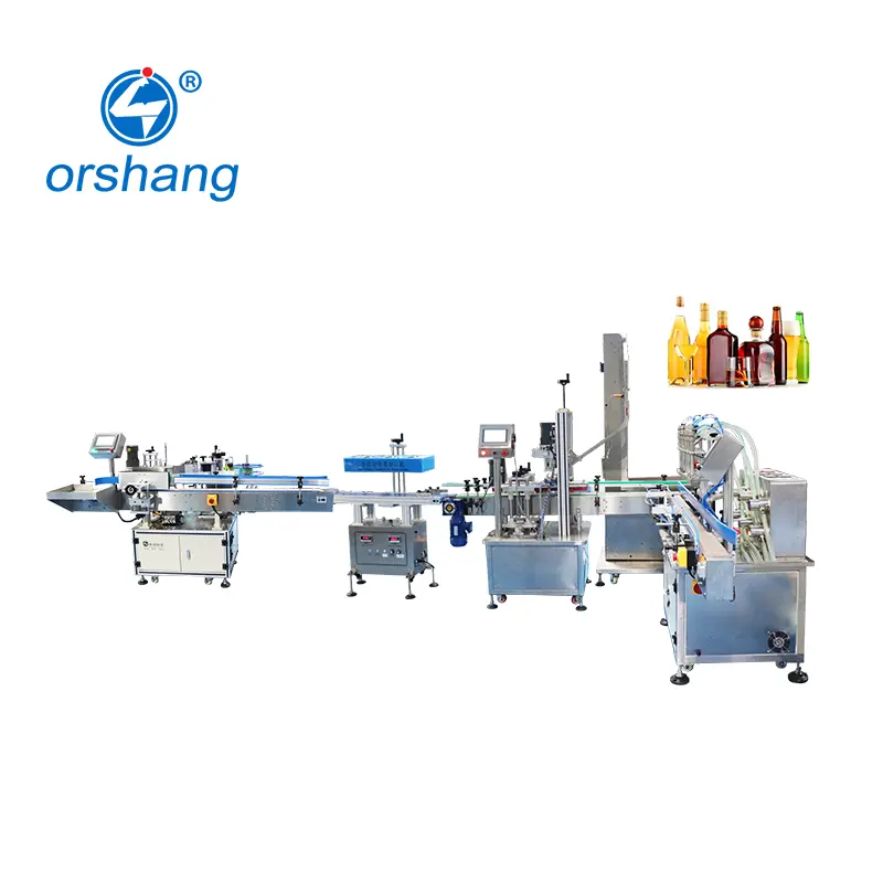 Máquina de engarrafamento automática de perfume para embalagem, tampa e rotulagem industrial, linha de produção prata, agente direto da fábrica