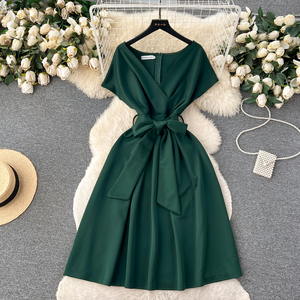 Elegante Abito Estivo da Donna per Feste, Casual, Lunghezza Midi, Tinta Unita - Product Image 3
