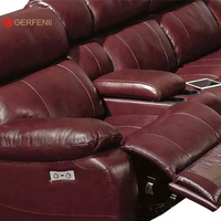 Ensemble de canapés d'intérieur en cuir Gerfenii Meubles de salon Canapé-lit d'angle moderne en forme de L sectionnel inclinable rouge