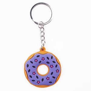 Llavero de goma con forma de donut, diseño de dibujos animados, colgante para mochila, decoración para llaves de coche - Product Image 5