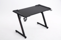 Bureau de jeu en fibre de carbone en forme de Z GFRUN GF-D10 avec éclairage LED RVB 8 couleurs, cadre en acier, épaisseur 1,8 cm, porte-gobelet ABS écologique et durable