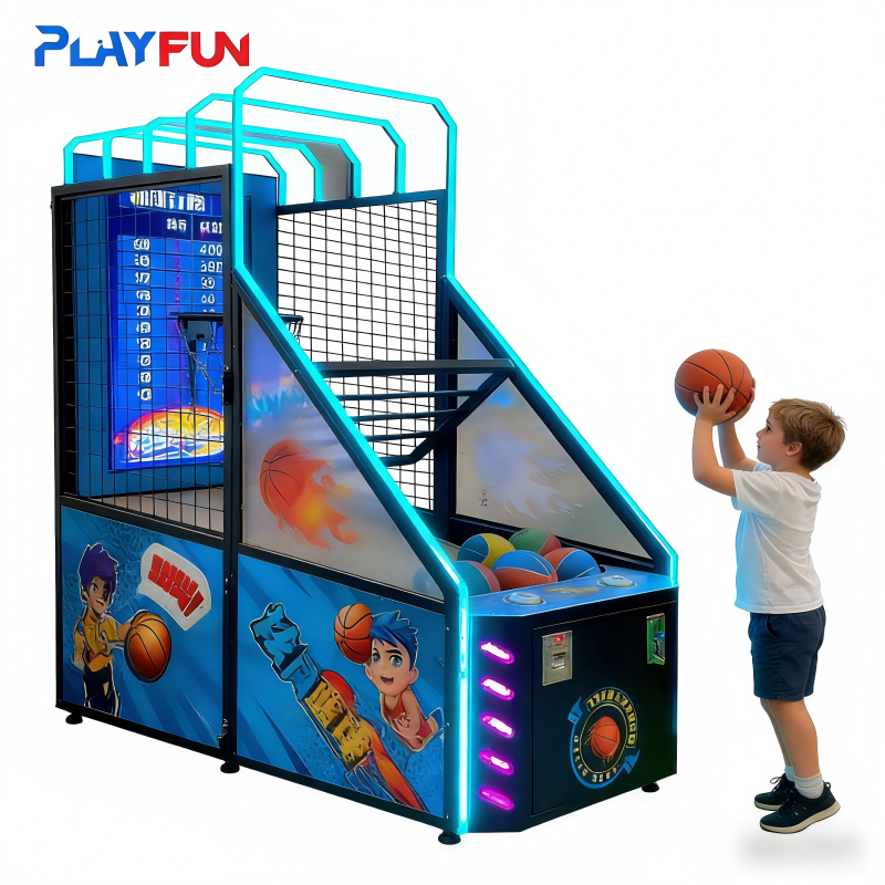 Playfun High Quality Coin Operated Kids Basketball Game Machine Basketball Hoops Machine with Screen