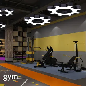 Lampada a sospensione Design industriale ad alta luminosità risparmio energetico 36W 60cm lampada a forma di ingranaggio nera - Product Image 6