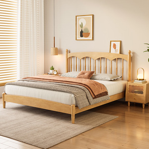 Japanese Style Solid Wood Windsor Bed 1.8M Platform Bed Pine Wood Bedroom Furniture For Home Use - Product Image 2