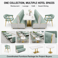 Ensemble de mobilier pour hôtels et restaurants : banquettes rembourrées, chaises de salle à manger, tables à plateau en marbre pour projets de cafés et de salons