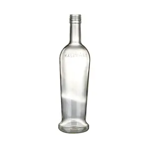 Toptan 100ml 250ml 375ml 500ml 750ml yuvarlak likör şişesi özel viski Gin Rum votka Tequila cam mantarlı şişe stoper