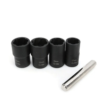 5 pièces 1/2 "écrous endommagés usés enlevant l'ensemble de douilles torsadées extracteur séparateur ensemble d'outils de douilles à impact