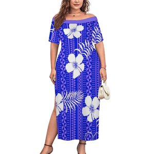 Precio barato Color sólido Escote <span class=keywords><strong>de</strong></span> un hombro Vestido con abertura alta Vestido <span class=keywords><strong>de</strong></span> <span class=keywords><strong>fiesta</strong></span> <span class=keywords><strong>de</strong></span> noche <span class=keywords><strong>de</strong></span> estilo tropical Hawaiano personalizado Vestido sexy - Product Image 4