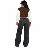 Fabricant de vestes bomber streetwear pour femmes, style varsity court, avec patchs en chenille brodés, OEM ODM