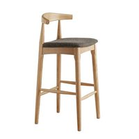 Tabouret de bar en noyer, style nordique minimaliste, chaise de comptoir en bois massif, dossier haut, chaise de bar rembourrée, tabouret d'îlot de cuisine