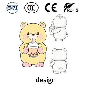 Atacado de Mini Figuras de Ação de Ursos de Chá com Leite, Estilo Moderno, para Decoração Personalizada de Lojas de Chá, em Resina e ABS, com Design Cultural Criativo, Super - Product Image 2