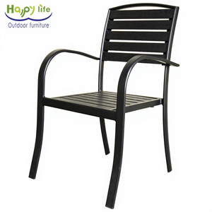 เก้าอี้คาเฟ่กลางแจ้งสไตล์ฝรั่งเศสสมัยใหม่ <span class=keywords><strong>Happylife</strong></span> โครงอะลูมิเนียมแบบซ้อนได้ เบาะพลาสติกไม้ WPC สำหรับสวน ลานบ้าน ร้านอาหาร วิลล่า และโรงงาน - Product Image 1
