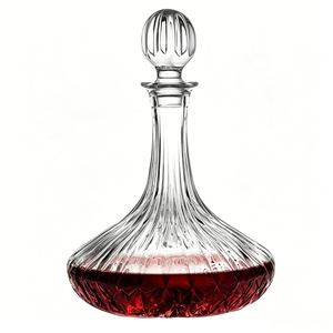 1,8L Vintage Kristallglas-Dekanter mit Diamantschliff und passendem Verschluss, breite, flache Basis, Likörkaraffe für Whiskey, Wein, <span class=keywords><strong>Brandy</strong></span> - Product Image 1