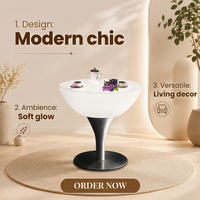 Flache LED-Tischlampe Rund Cocktail-Leuchte 16 RGB-Farben Fernbedienung Aufladbar für Garten Poolbereich Gartenparty