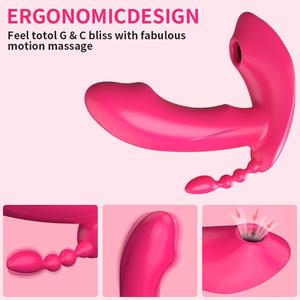 Control remoto 3 en 1 con cabezal de dildo, bolas anales y vibrador de succión portátil - Product Image 6